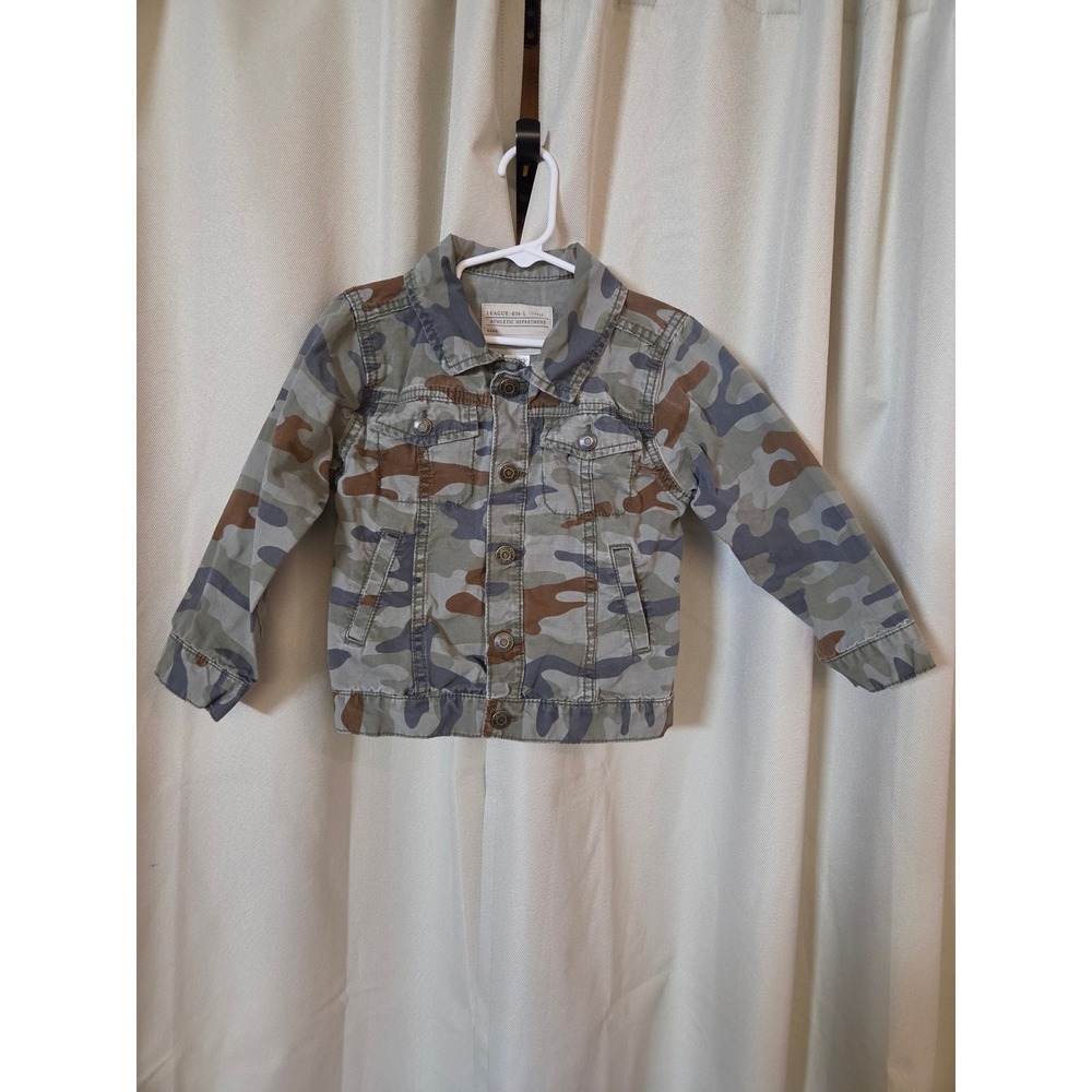 Carters Toddler Boys Camo Trucker Jacket Size 4T Green Brown Camouflage Cotton